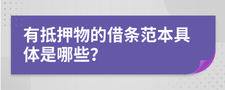 有抵押物的借条范本具体是哪些？