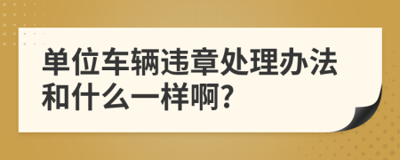 单位车辆违章处理办法和什么一样啊?