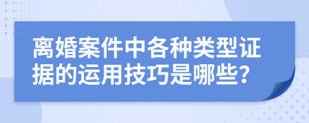 离婚案件中各种类型证据的运用技巧是哪些？