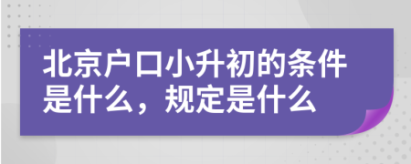 北京户口小升初的条件是什么，规定是什么