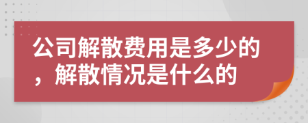 公司解散费用是多少的，解散情况是什么的