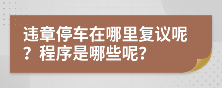 违章停车在哪里复议呢？程序是哪些呢？