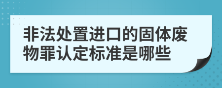 非法处置进口的固体废物罪认定标准是哪些