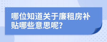 哪位知道关于廉租房补贴哪些意思呢？