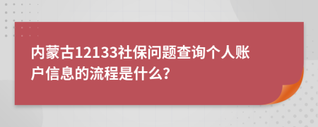 内蒙古12133社保问题查询个人账户信息的流程是什么？