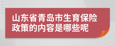 山东省青岛市生育保险政策的内容是哪些呢