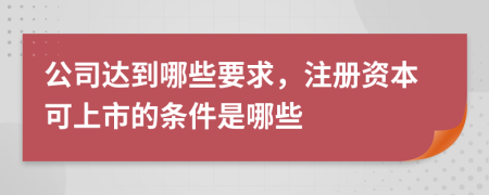 公司达到哪些要求，注册资本可上市的条件是哪些