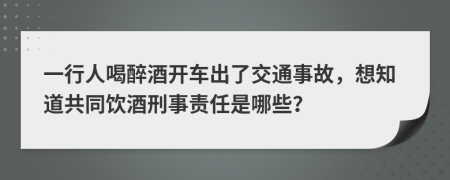 一行人喝醉酒开车出了交通事故，想知道共同饮酒刑事责任是哪些？