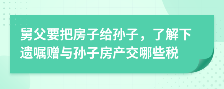 舅父要把房子给孙子，了解下遗嘱赠与孙子房产交哪些税