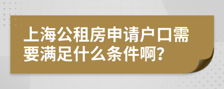 上海公租房申请户口需要满足什么条件啊？