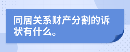 同居关系财产分割的诉状有什么。