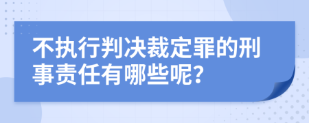 不执行判决裁定罪的刑事责任有哪些呢？