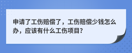 申请了工伤赔偿了，工伤赔偿少钱怎么办，应该有什么工伤项目？