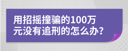 用招摇撞骗的100万元没有追刑的怎么办？