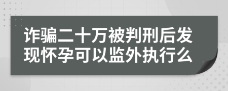 诈骗二十万被判刑后发现怀孕可以监外执行么