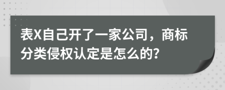 表X自己开了一家公司，商标分类侵权认定是怎么的？