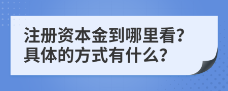 注册资本金到哪里看？具体的方式有什么？