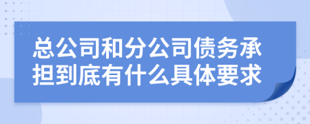 总公司和分公司债务承担到底有什么具体要求