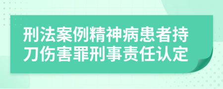 刑法案例精神病患者持刀伤害罪刑事责任认定