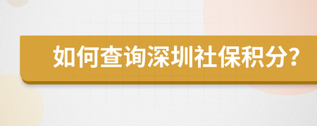 如何查询深圳社保积分？