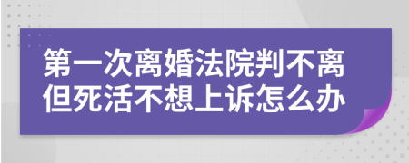 第一次离婚法院判不离但死活不想上诉怎么办