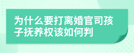 为什么要打离婚官司孩子抚养权该如何判