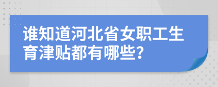 谁知道河北省女职工生育津贴都有哪些？