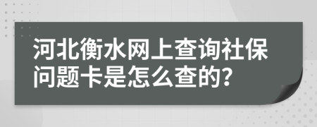 河北衡水网上查询社保问题卡是怎么查的？