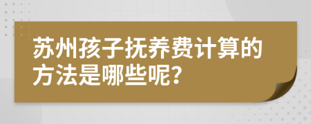 苏州孩子抚养费计算的方法是哪些呢？