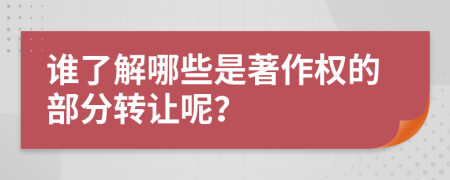 谁了解哪些是著作权的部分转让呢？