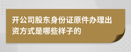开公司股东身份证原件办理出资方式是哪些样子的