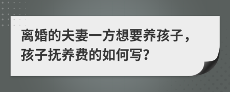离婚的夫妻一方想要养孩子，孩子抚养费的如何写？