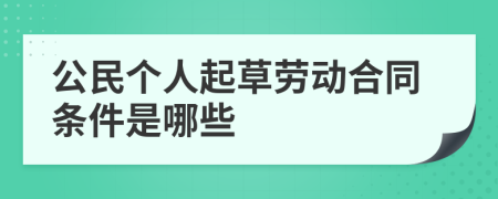 公民个人起草劳动合同条件是哪些