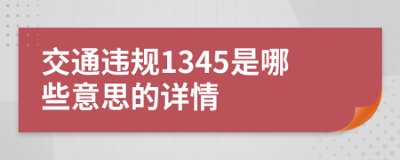 交通违规1345是哪些意思的详情