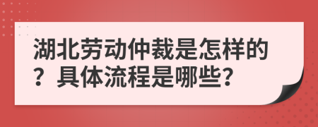 湖北劳动仲裁是怎样的？具体流程是哪些？