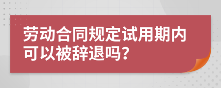 劳动合同规定试用期内可以被辞退吗？