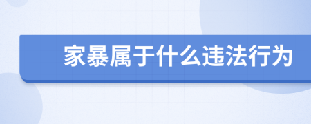 家暴属于什么违法行为
