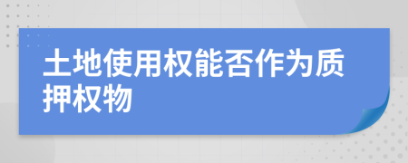 土地使用权能否作为质押权物