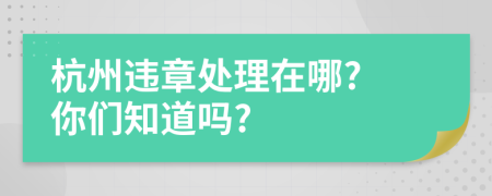 杭州违章处理在哪? 你们知道吗?