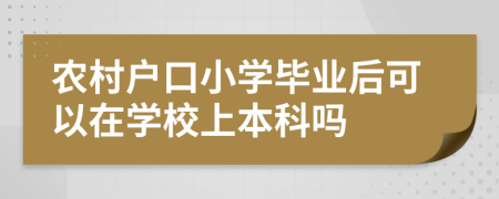 农村户口小学毕业后可以在学校上本科吗