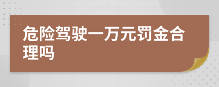 危险驾驶一万元罚金合理吗