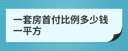 一套房首付比例多少钱一平方