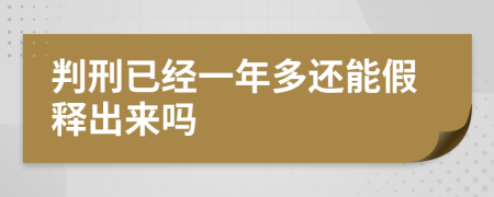 判刑已经一年多还能假释出来吗