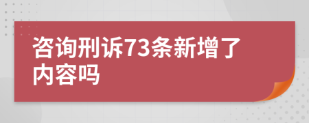 咨询刑诉73条新增了内容吗