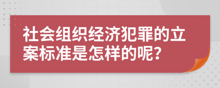 社会组织经济犯罪的立案标准是怎样的呢？