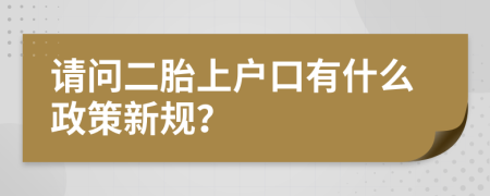 请问二胎上户口有什么政策新规？