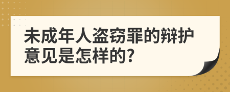 未成年人盗窃罪的辩护意见是怎样的?