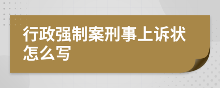 行政强制案刑事上诉状怎么写