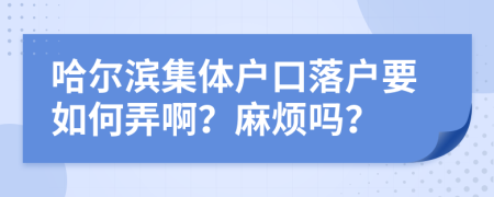 哈尔滨集体户口落户要如何弄啊？麻烦吗？