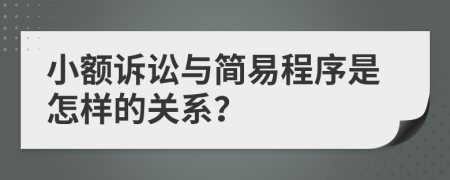 小额诉讼与简易程序是怎样的关系？